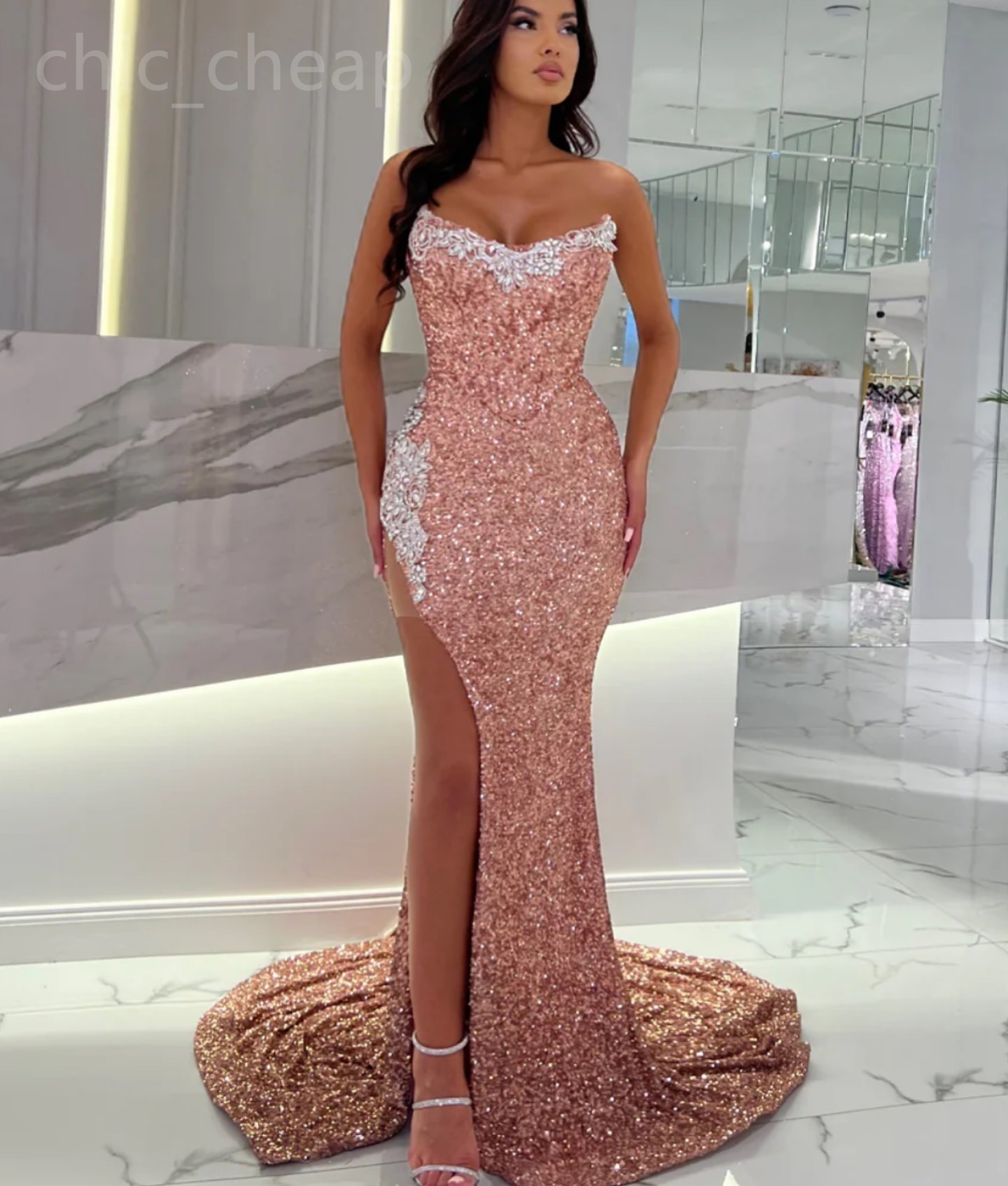 Plus Size Arabic Aso Ebi Mermaid Sequined Prom Dresses Beaded Crystals Evening Formal Party Second Reception Birthay Engagement Gowns Dress ZJ607