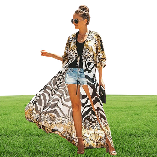 Women039s Swimwear Chiffon LeopardampZebra Short Sleeve Loose Cardigan CoverUp Women Bathing Suit Tankini Monokini Sexy 20221191455