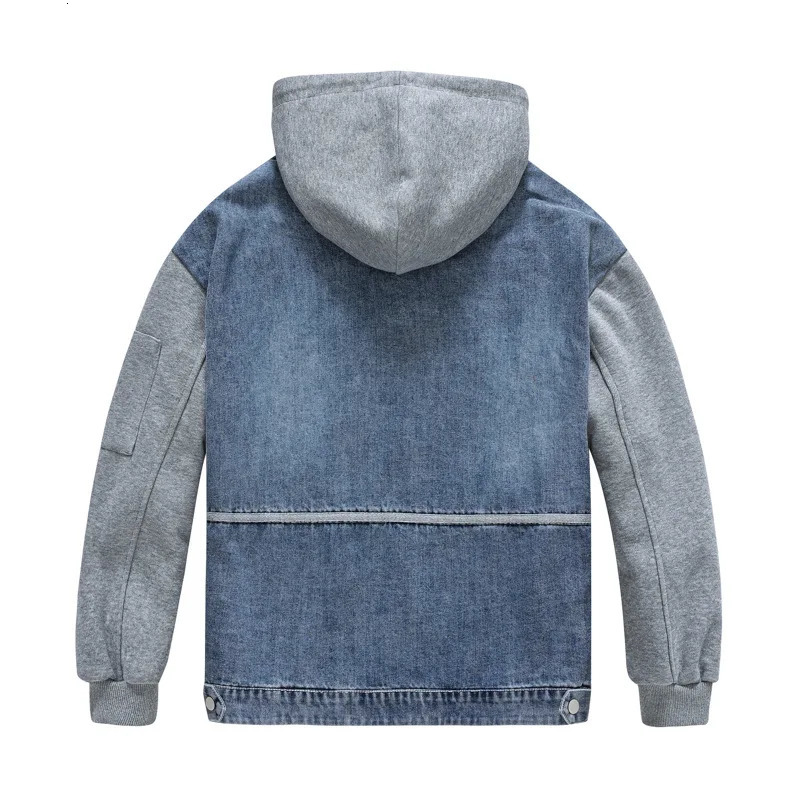 Autumn Mens Hooded Denim Jacket Comfortable Oversized Cropped Streetwear Fashion Casual Loose Light Denim Jacket Male Coat WCO12 240415