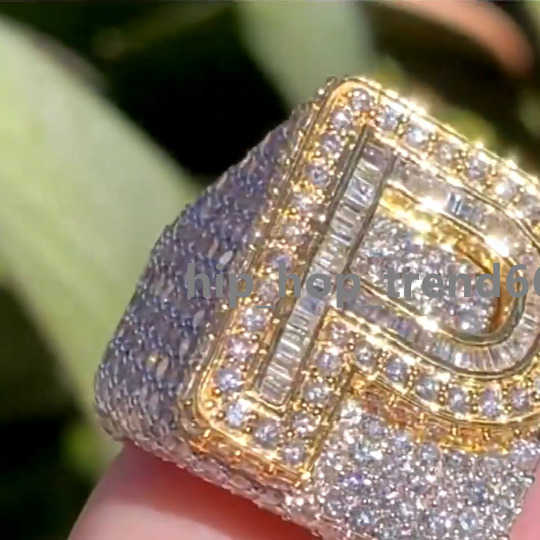 Hiphop Ring Real Sier 10K Solid Gold Full Iced Out VVS Moissanite Dia Championship Men Rings