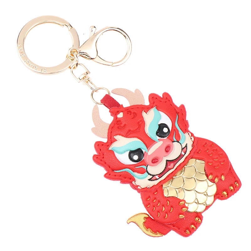 Leather Pendant Chinese Dragon Image Year Decorations Kawaii Dragon Symbol Of Year Keychain Chinese Spring Festival Pendant 240426