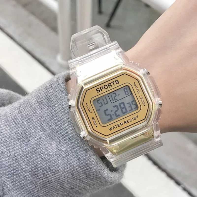 New Arrival Transparent Digital Square Text ES Sports Electron Watch Reloj Brushless Watch Z241128