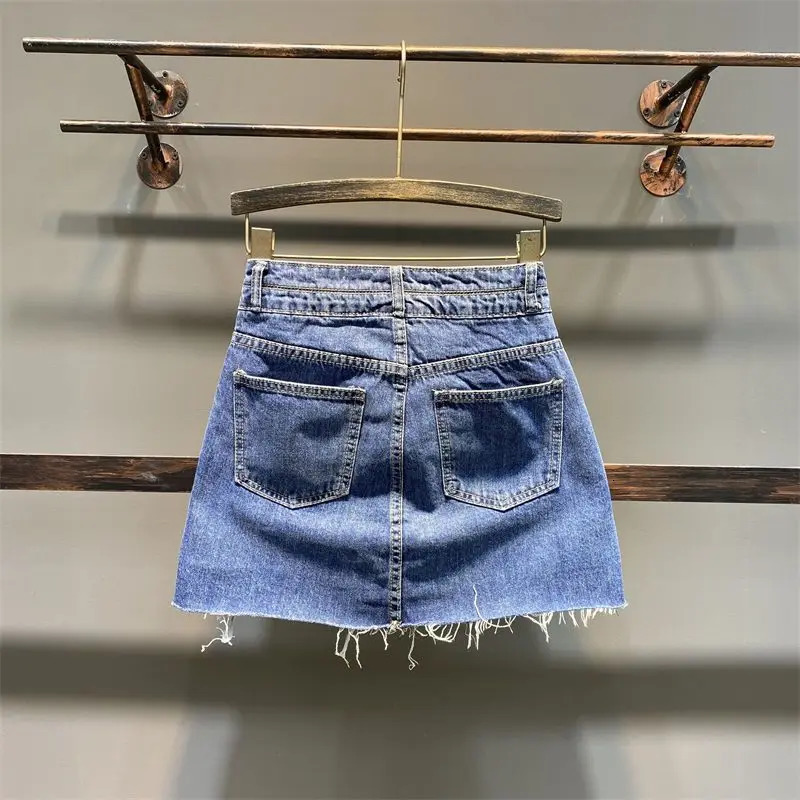 Irregular Denim Mini Skirt Women Cargo Jean Y2k High Waist Blue Skirt Woman Fashion Streetwear Harajuku Sexy Short Skirts 240419