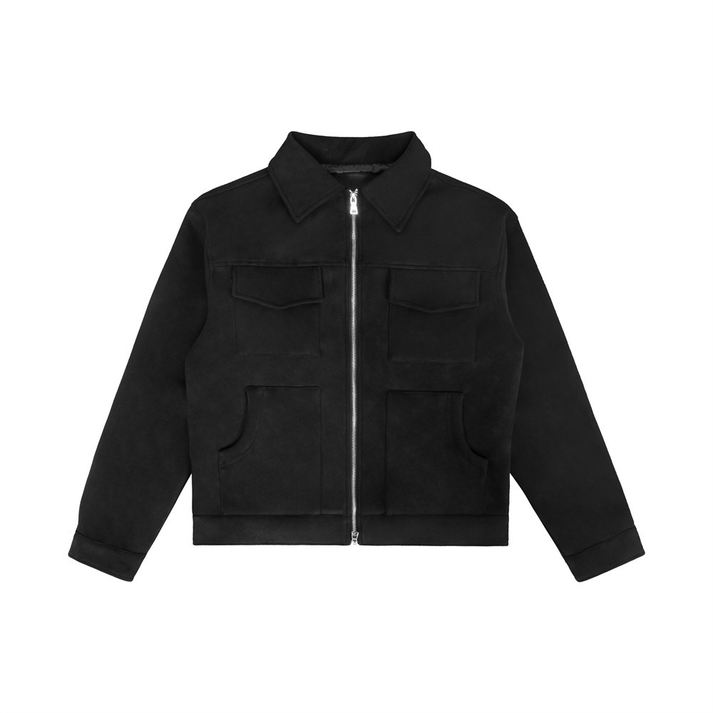 M10254 Multi-pocket work jacket autumn and winter loose solid color lapel coat