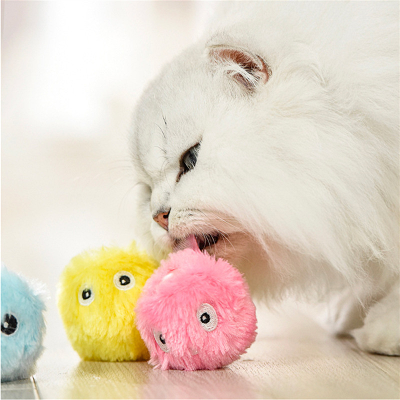 Interactive Ball Smart Cat Toys Plush Electric Catnip Training Toy Kitten Touch Sounding Pet Product Squeak Toy Ball