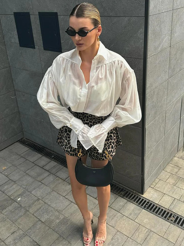 Taruxy Elegant Loose Pink Shirt Office Womens Long Sleeve Button Collar Shirt Autumn Fashion Solid Color Street Womens Top 241128