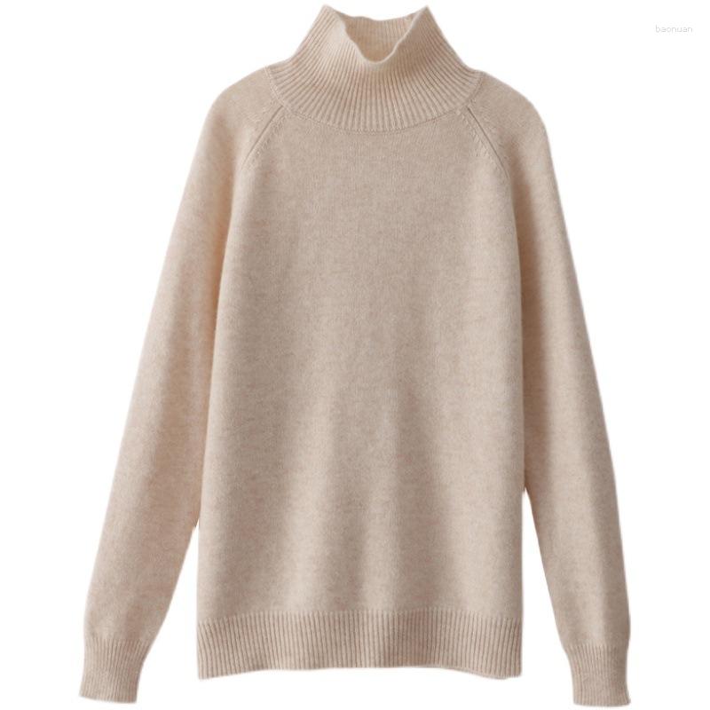 Women's Sweaters Cashmere Turtleneck Thickeneded Pullover Knitwear Autumn And Winter Style Loose Knitted Pure Color Inner Layering Shirt