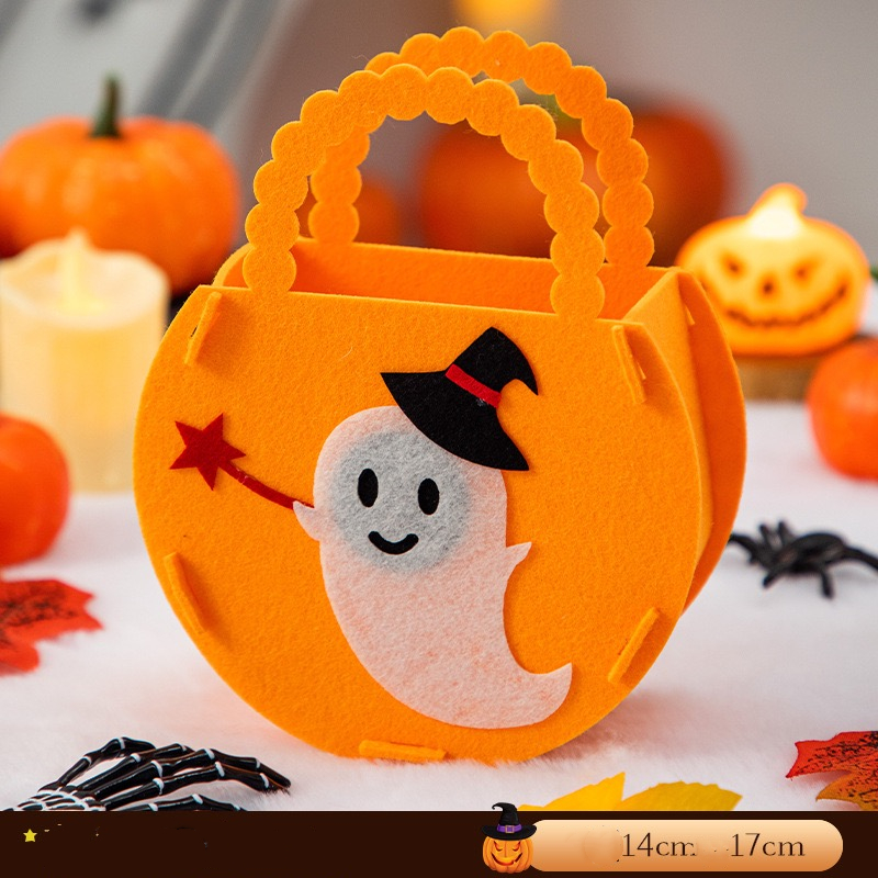 Halloween Party New Handmade DIY Pumpkin Candy Felt Handheld Bag Totes bag
