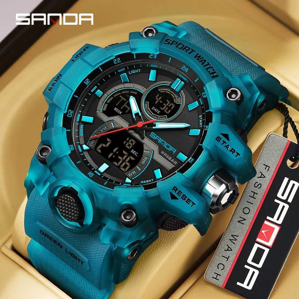 New Arrival SANDA 6198 Fashion Cool Night Light Dual Screen Mti Function Outdoor Sports Waterproof Mens Ectronic Z241128