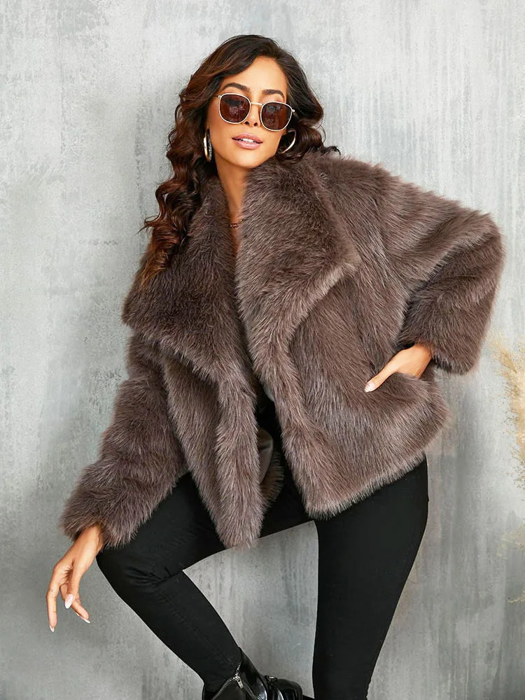 ZADORIN Fashion Oversized Turn Down Collar Fluffy Faux Fur Coat Women Vintage Jacket Coats Winter Clothe 2024 241121Z