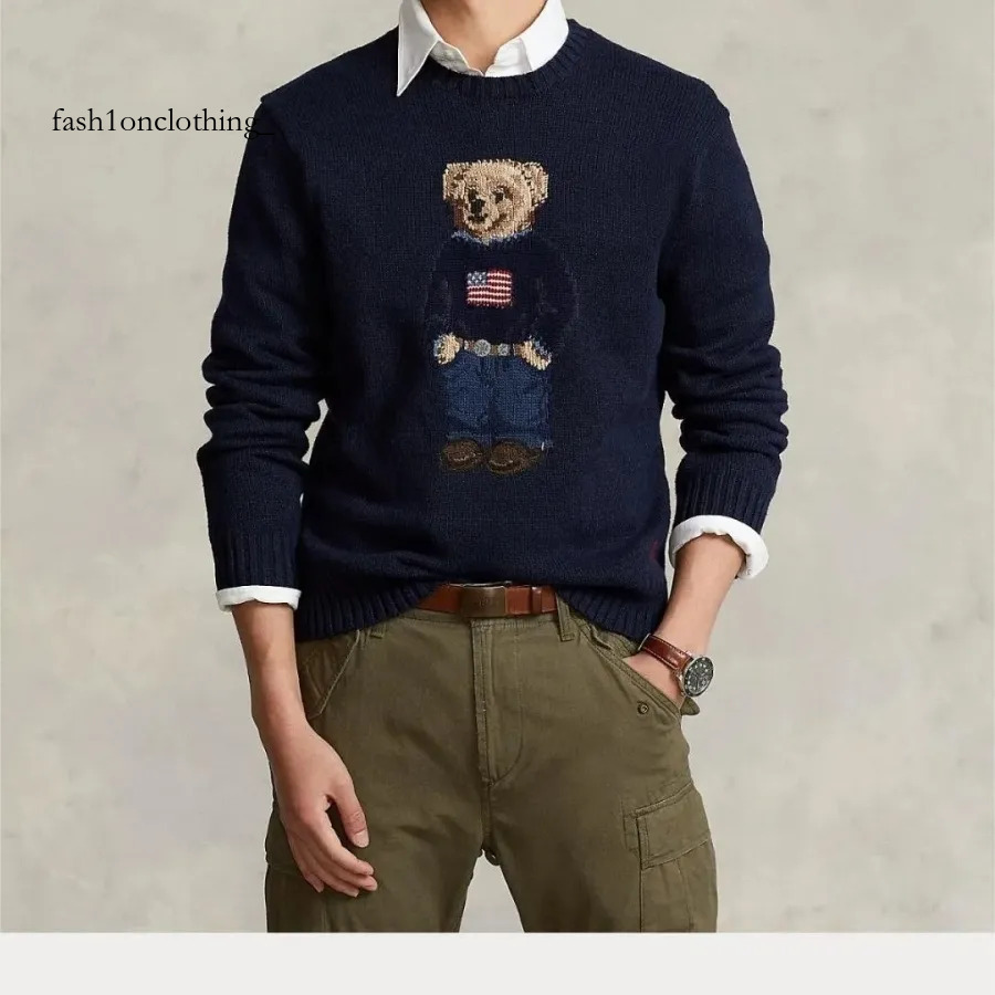 Designer ralphly laurenn Sweaters For Mens Designer Jumper Bear ralplauren Sweater Round Neck Long Sleeve Knitwear Embroidery Pullover Designer Sweaters 0f3