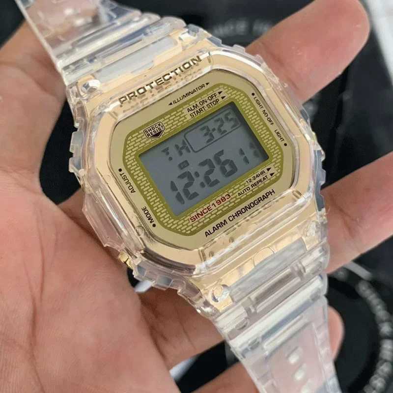 New Arrival Transparent Digital Square Text ES Sports Electron Watch Reloj Brushless Watch Z241128