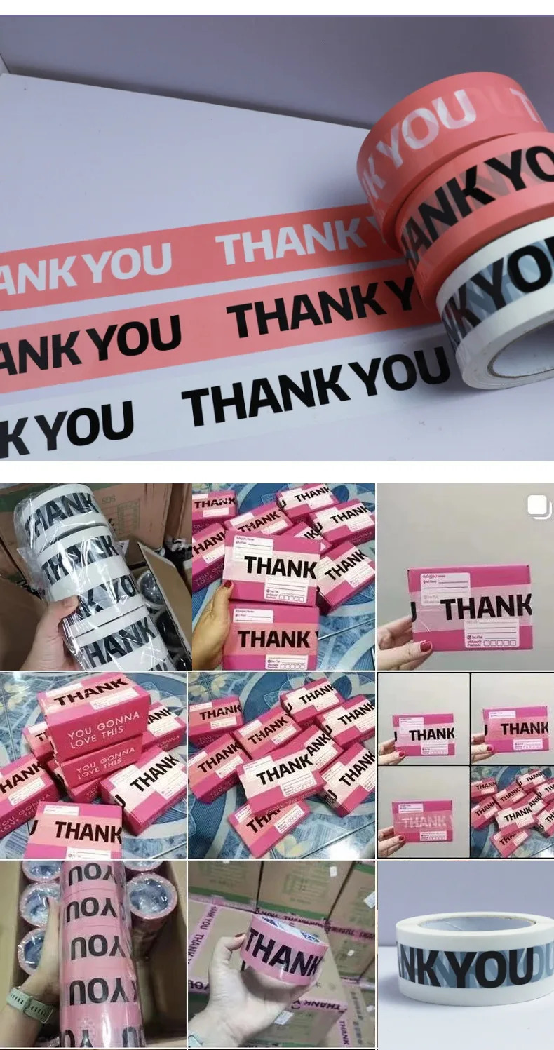 THANK YOU Packing Sealing Transparent Adhesive Tape for Small Business Supplies Express Packaging Gift Box Decor 240426