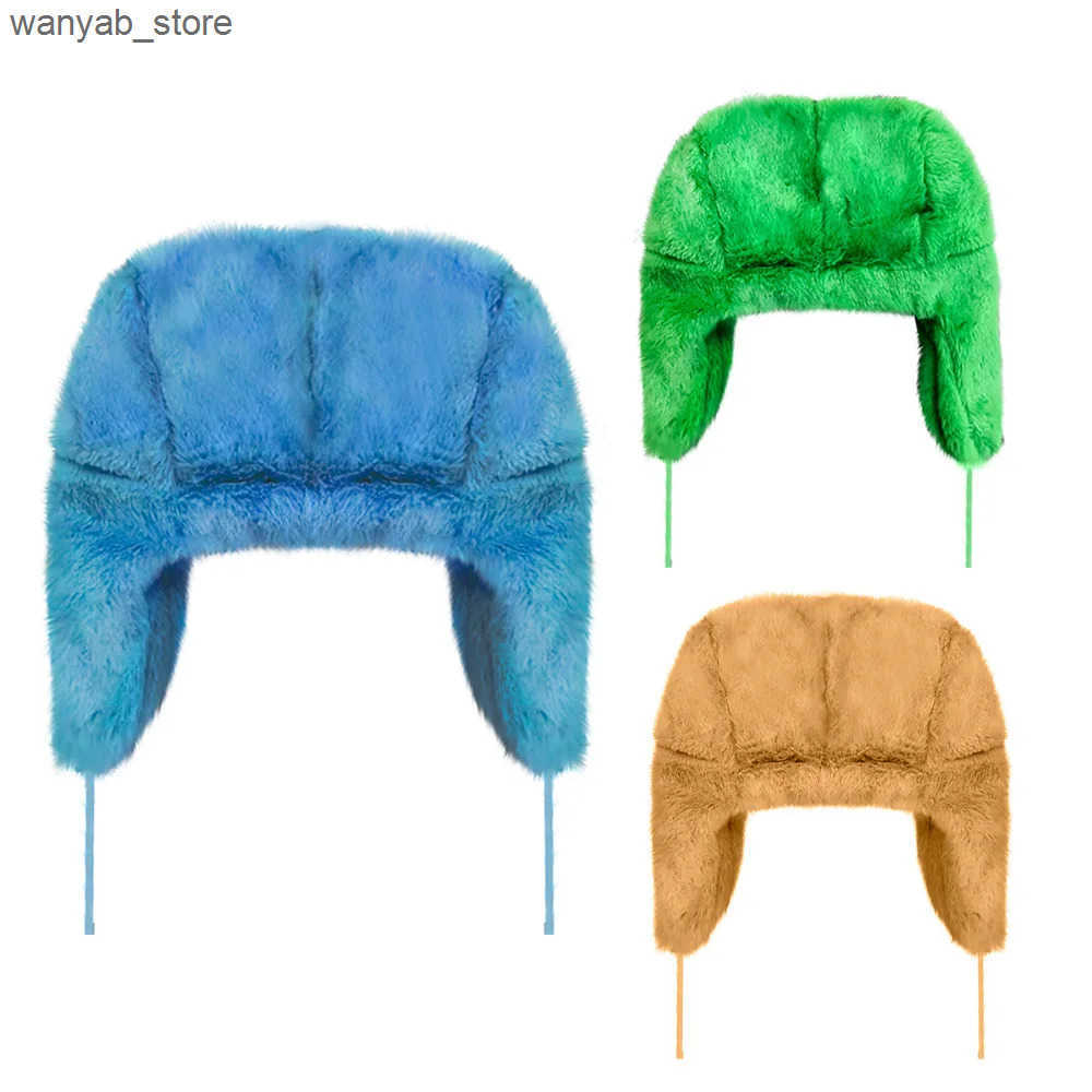Beanie/Skull Caps Autumn and Winter Y2K Street Personal Lei Feng Hat Womens Embroidered Earmuffs Fce Hat Warm Earmuffs Warm Travel essence L240910