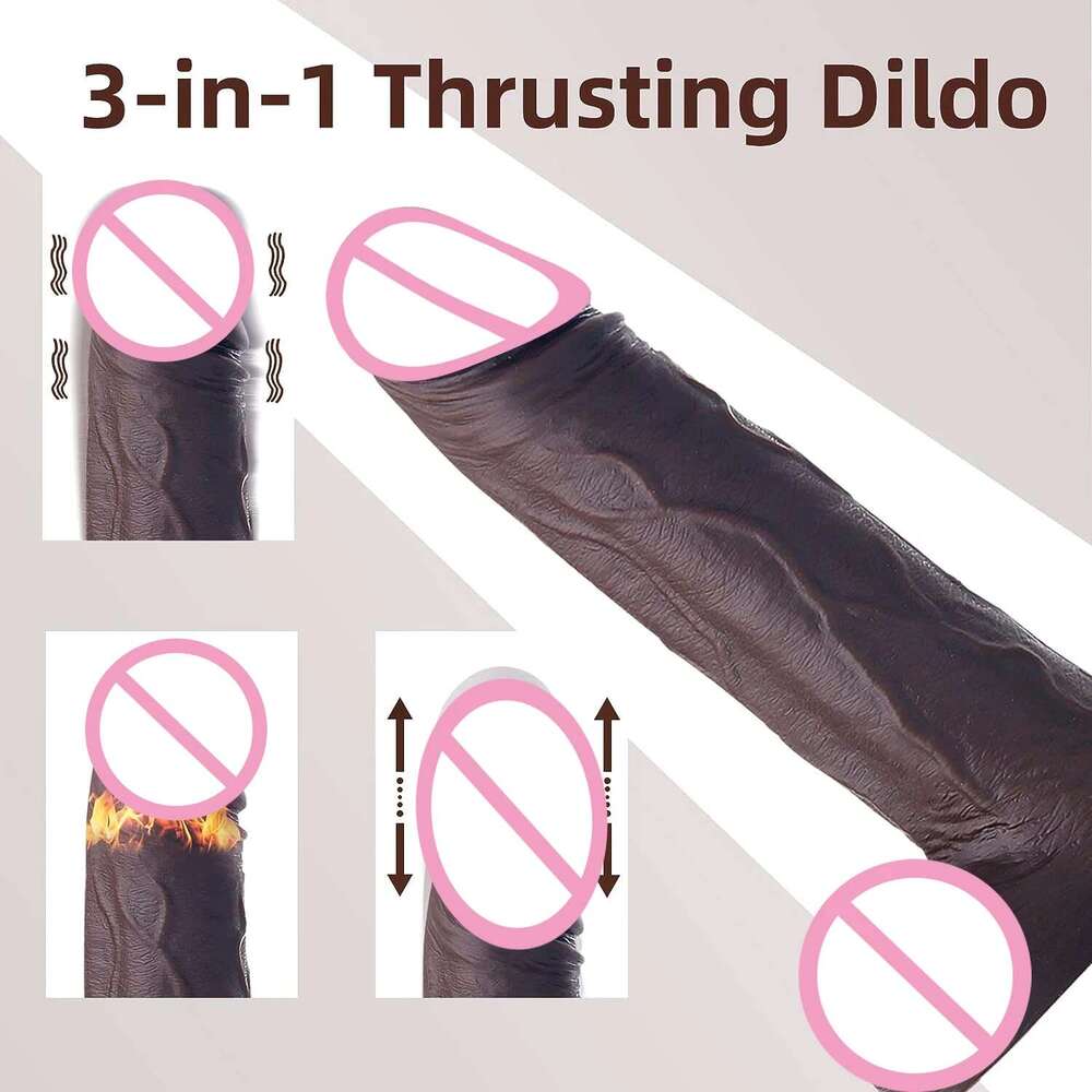 Thrusting Black Realistic Dildo Remote Telescc G Spot Anal Stimulation Vibration Cook Sex Toys for Women Man Gay 18+