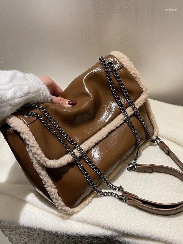 Free Delivery 2025S Designer Chain Crossbody | Tote Bag Lambskin With Patent Leather & High Quality PU Handbag Shoulder Women Crossbody Bag Designer B