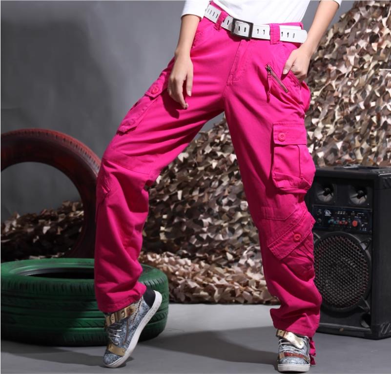 Fashion Women Cargo Pants Pocket Cotton HipHop Leisure Trousers Loose Baggy Army Khaki Wide Leg Joggers Plus Size XXL Women's Pants Bottom