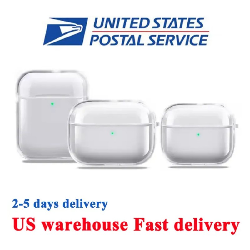 USA Stock ANC Quality for airpods 4 Air Pods pro 2 3 max Earphones Bluetooth Headphone Accessories Solid Silicone Cute Protective Case Wireless Charging Box TPU Case