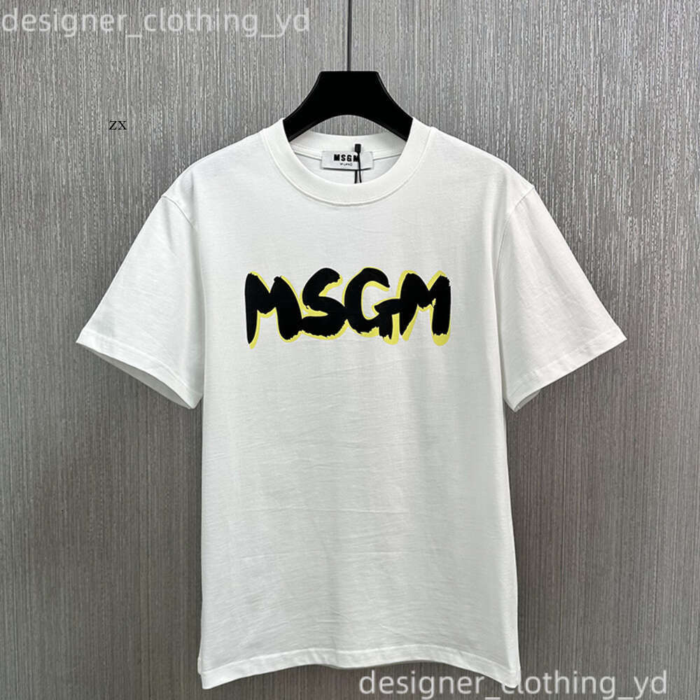 Msgm Shirt Designer T Shirt Man High-Quality Letter Printing Cotton Breathable Luxury Fashion Trend Classics Casual Relaxed Modern Numeral Short Sleeve 2be