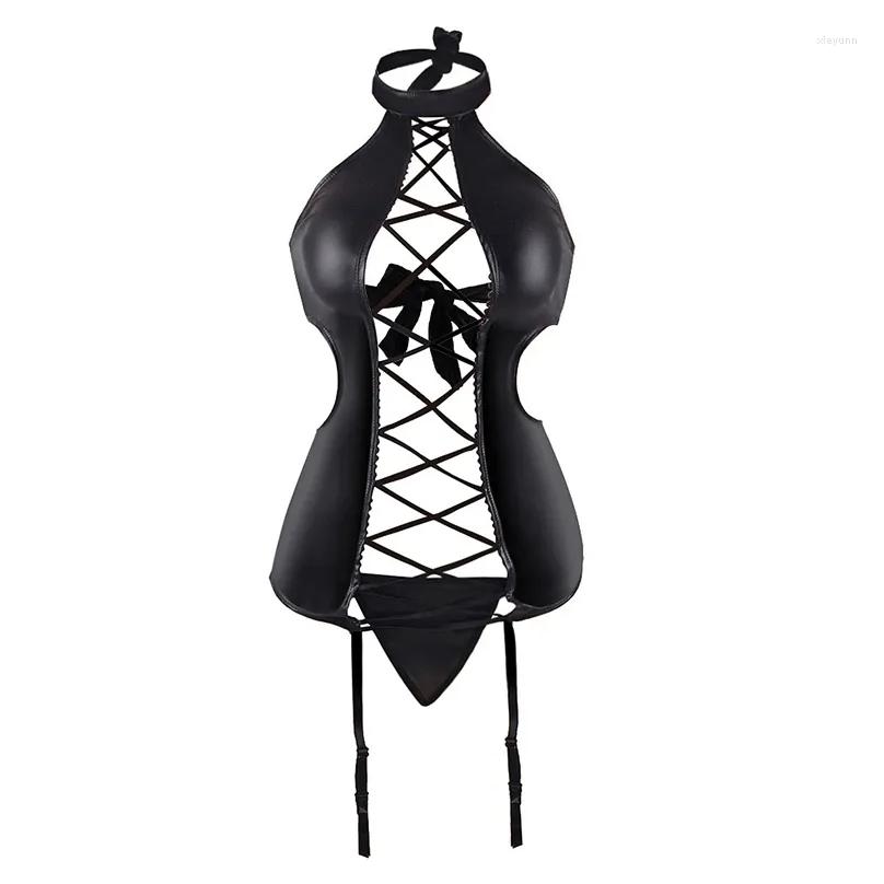 Womens Sleepwear Comeondeae Y Lingerie Nightclub Dress Patent Leather Pole Dance Wet Look Sleeveless Lenceria Sensual Mujer Plus Drop Otkuq