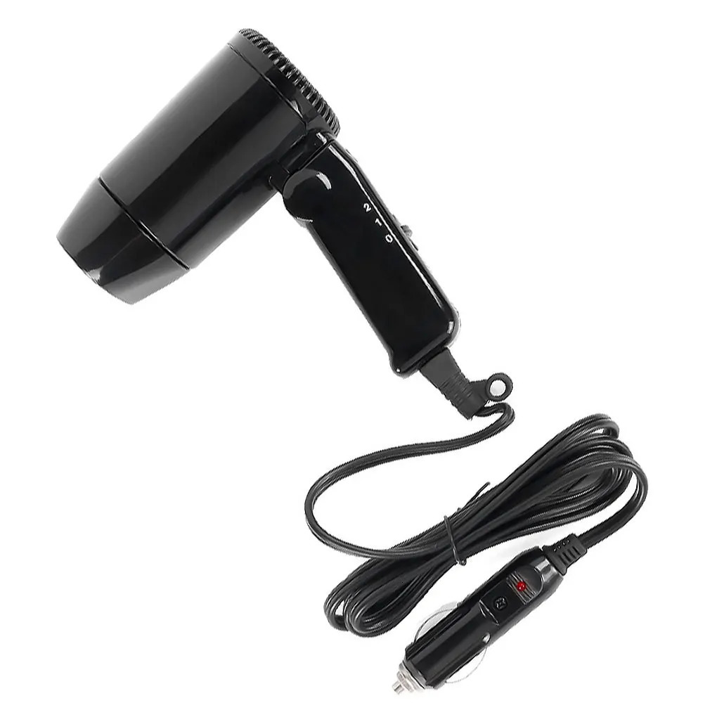 12V Car Hair Dryer Foldable Portable Bathroom Low Noise Remover Adjustable Cold Blower Styling Accessories 241128
