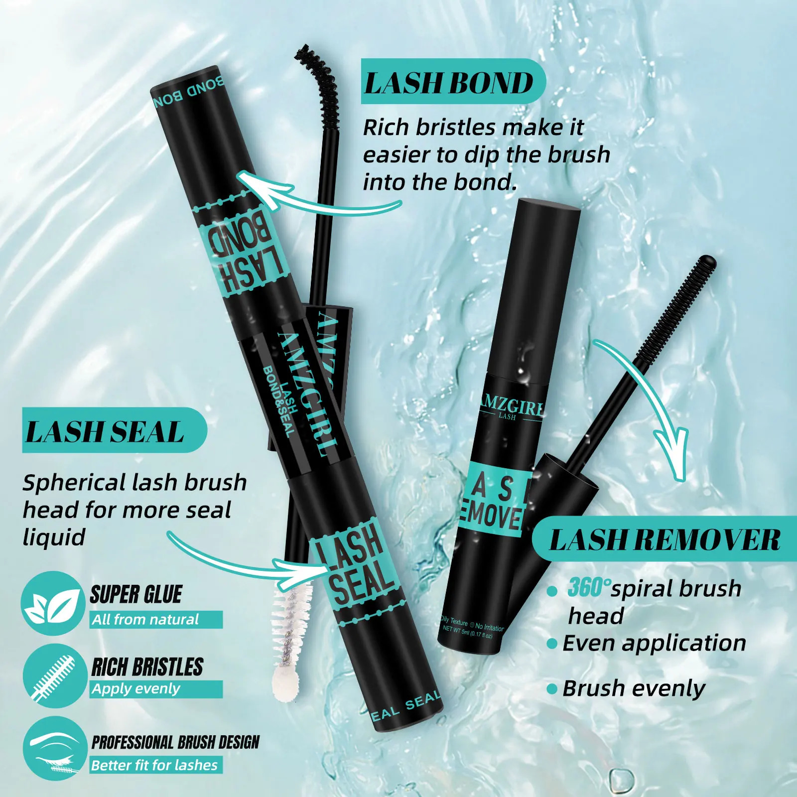AMZGIRL LASH 168pcs DIY Eyelashes Kit Cluster Lashes D Curl Waterproof Bond and Seal with Remover Tweezer Easy Apply Premade Fan 241128