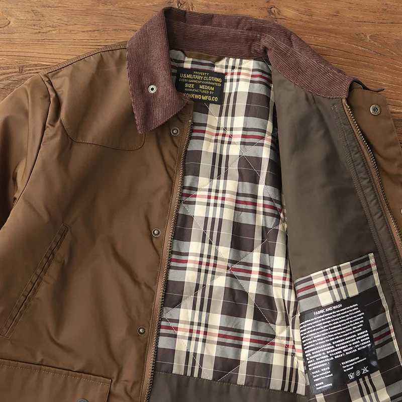 Fashion New retro scroll wax jacket mens simple Mti pocket casual thick cotton pad cargo jacket Y251124