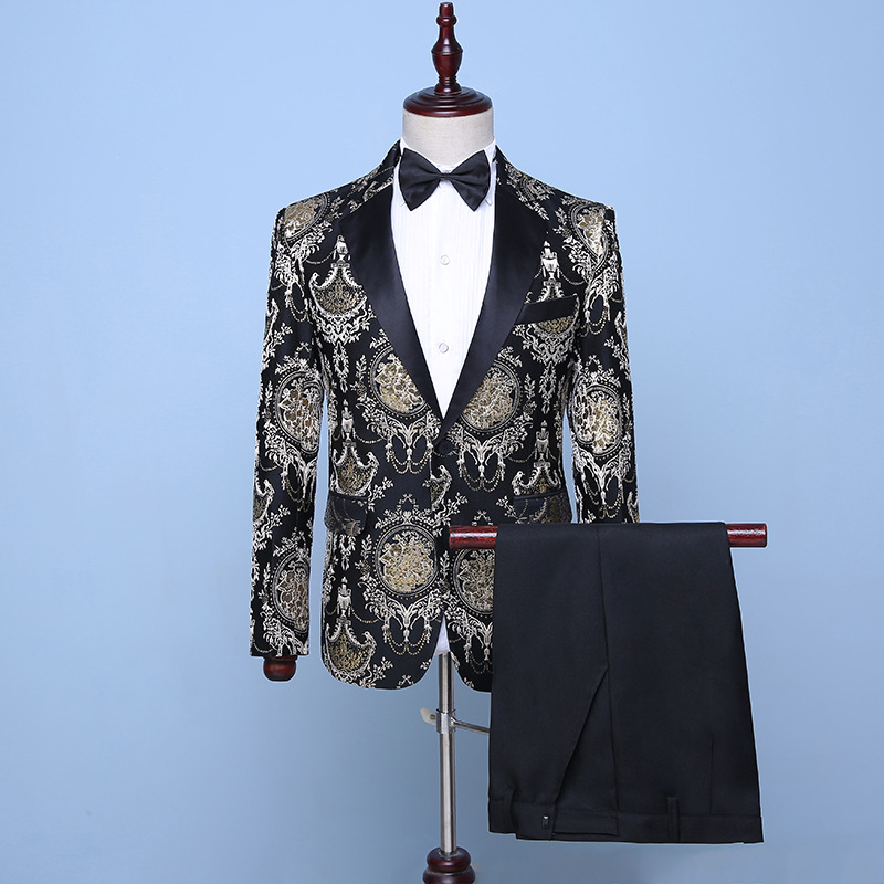 K887 Men's Slim Fit Sequin Dress Suit for Stage Performances and Catwalks