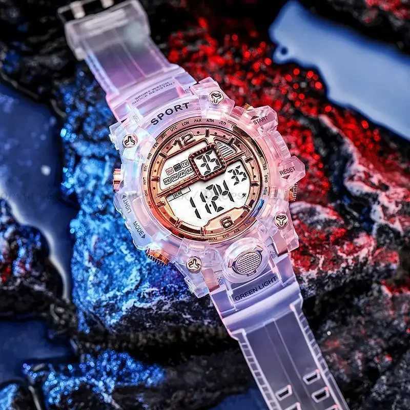 New Arrival Outdoor Sports Transparent Digital Mens Alarm Clock 5Bar Waterproof and Shockproof Creative D Display Watch Z241128