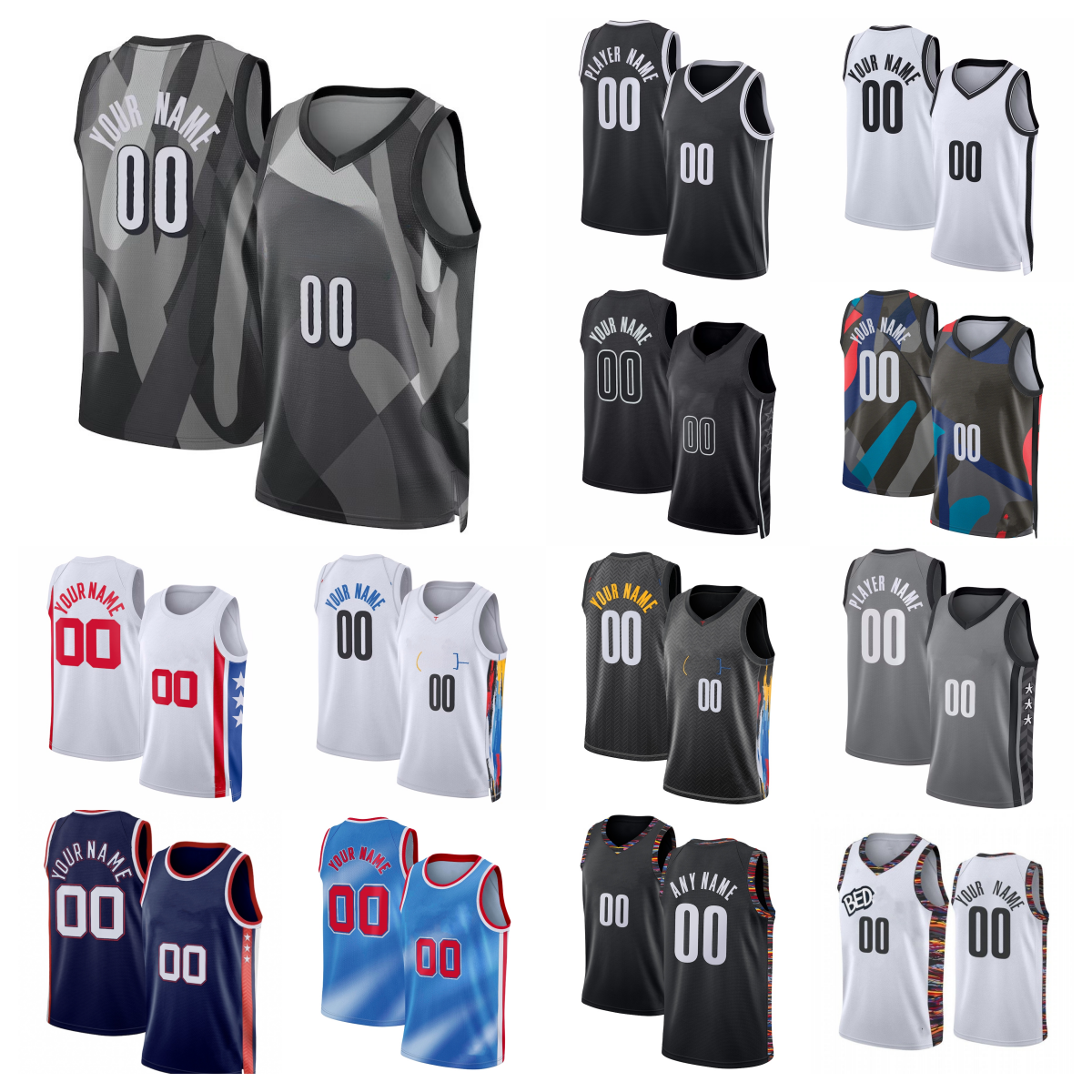 Nets Basketball Jersey Cam Thomas Cameron Johnson Dennis Schroder Dorian Finney-Smith Jalen Wilsons Ziaire Williams Nic Claxton Noah Clowney Trendon Watfords City
