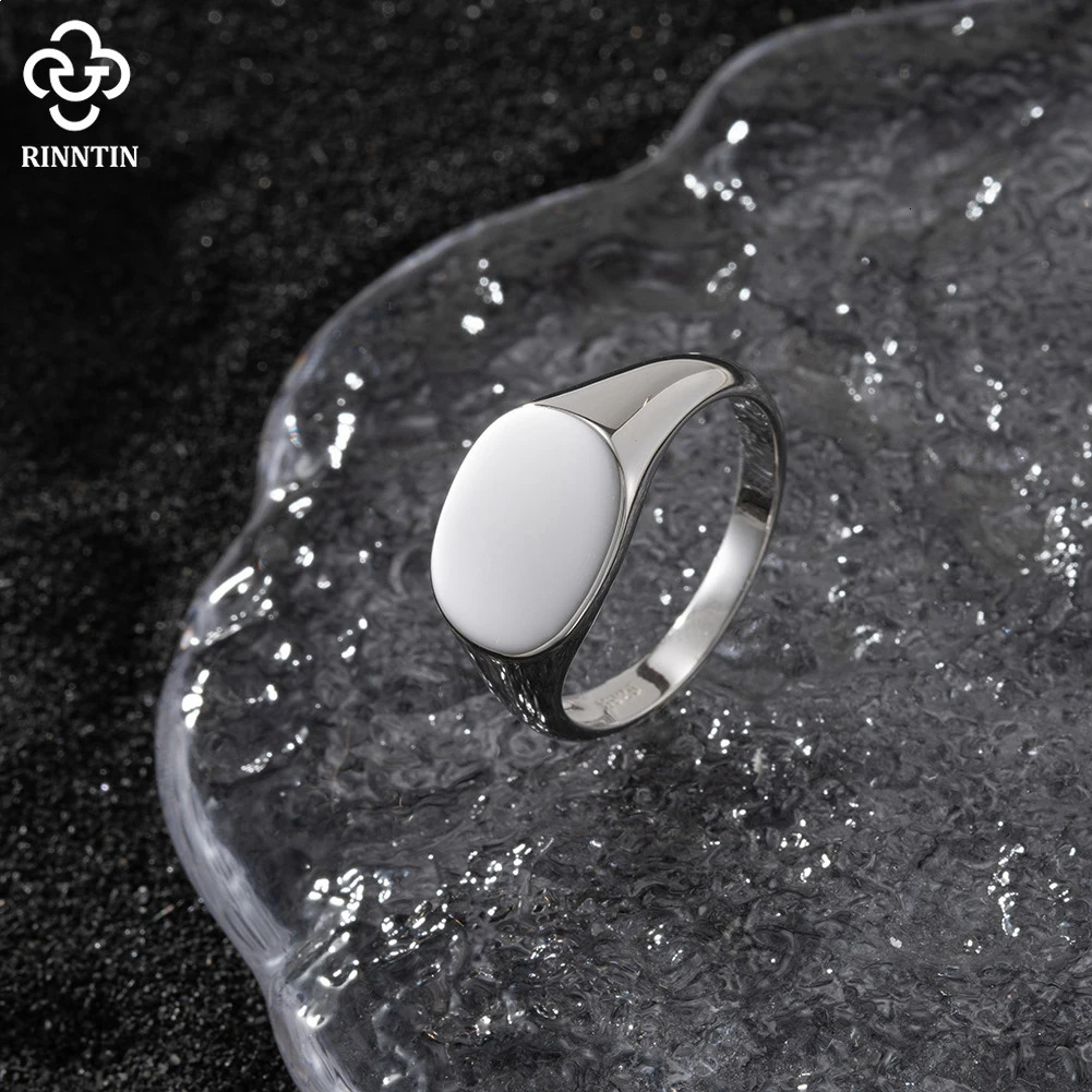 Rinntin 925 Sterling Silver Classical Simple Plain Oval Signet Band Ring for Men Wedding Statement Promise Ring Jewelry NMR02 241128