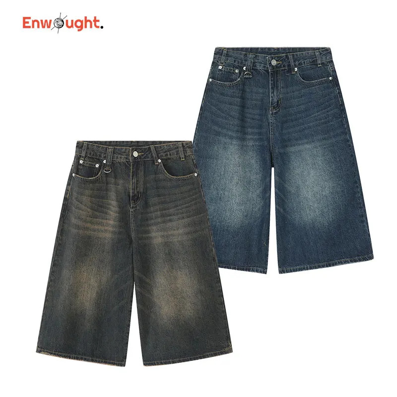 Denim Shorts Hip Hop Casual Shorts Jeans Vintage Summer Pants Fashion Short Pants Oversized Streetwear Varsity Y2k Mens Shorts 240415