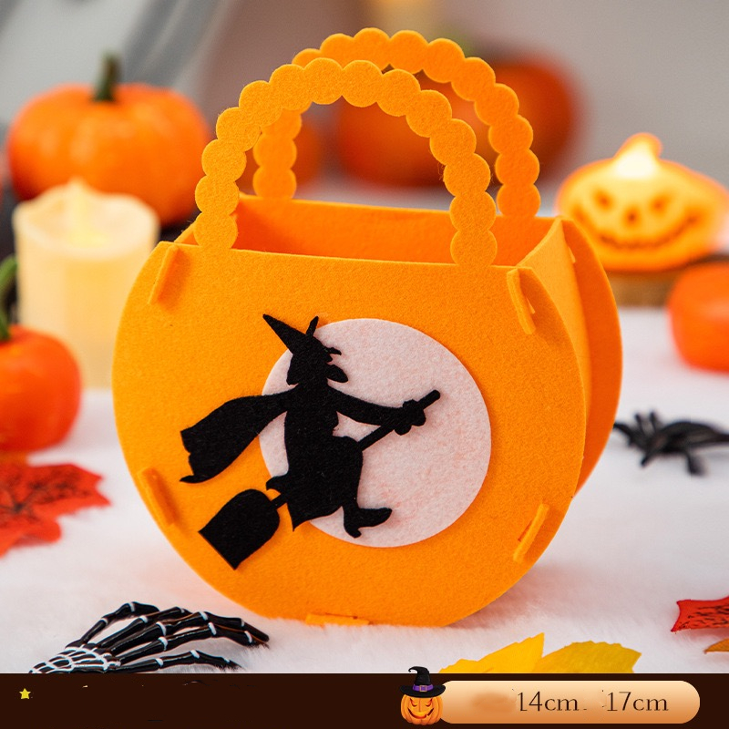 Halloween Party New Handmade DIY Pumpkin Candy Felt Handheld Bag Totes bag