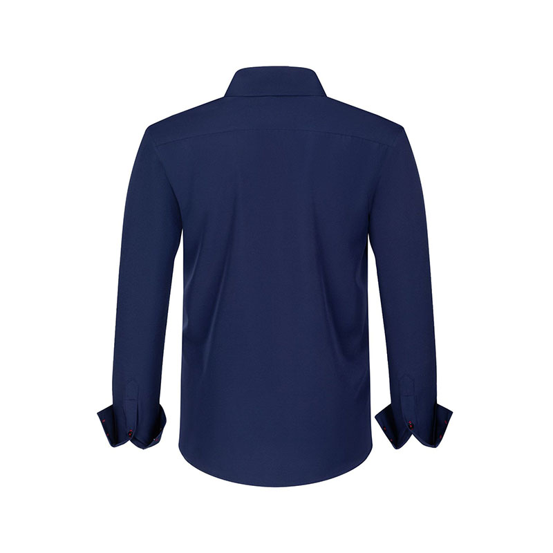 Men's Color blocking Shirts Business slim fit versatile all season four sided elastic non ironing men's long sleeved shirt silky vert