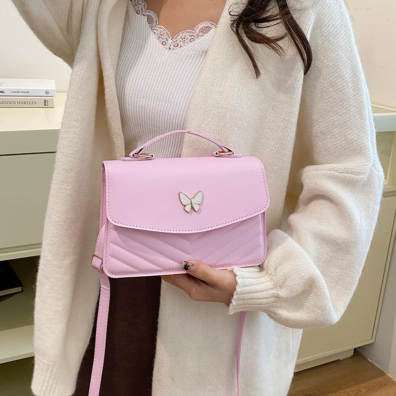 Women Stylish New Butterfly Embroidery Sg Fashion PU Leather Shoulder Bag Portable Large Capacity Handbag