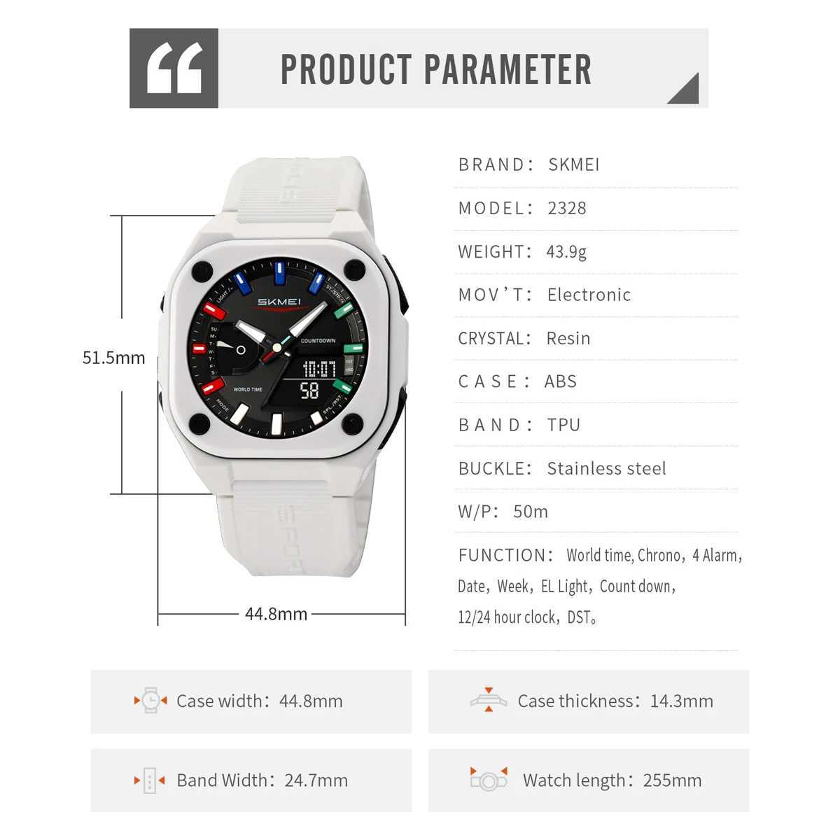 New Arrival SKMEI Busin Digital Ectronic Fashion Sports Quartz Mens Tattoo Waterproof Watch Reloj Hbre Z241128