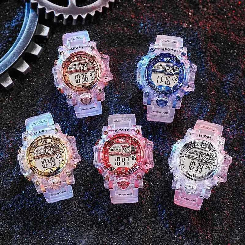 New Arrival Outdoor Sports Transparent Digital Mens Alarm Clock 5Bar Waterproof and Shockproof Creative D Display Watch Z241128