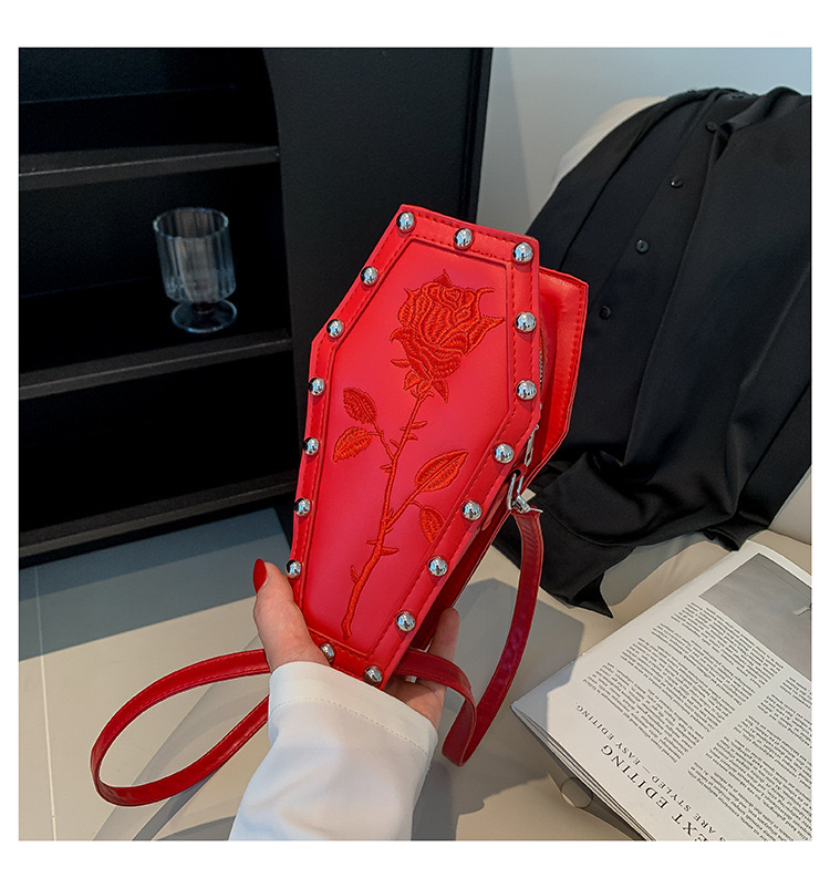 2025 new New Dark Style Personalized Coffin Fashion PU Crossbody Single Shoulder Bag Female