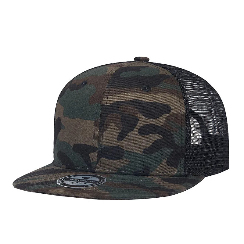 Camouflage baseball cap mens mesh truck cap womens fashion summer snap cap plain skate hip-hop cap streetwear 241127