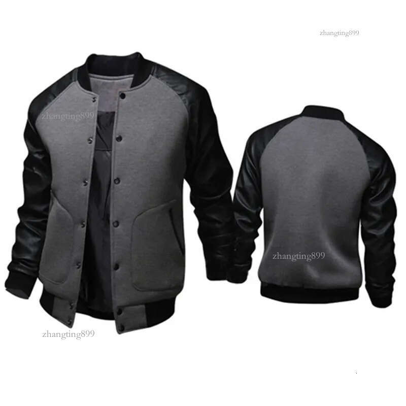 Cool College Baseball Jacket Men Fashion n Black Pu Leather Sleeve Mens Slim Fit Varsity Jacket Veste Homme J04 201118