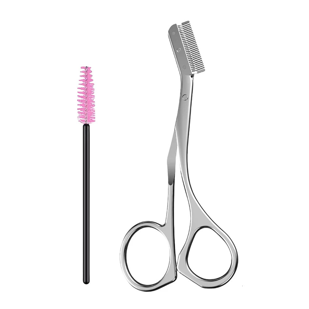 1pc Professional Eyebrow Trimmer Scissors Shaver With Comb Brush Stainless Steel Washable Brow Razor Women Beauty Makeup Tool 241128