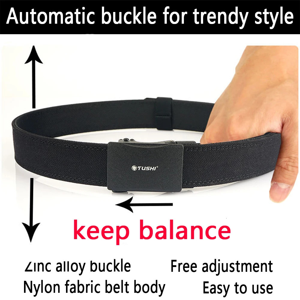 TUSHI Belt Hard Military Belt for Men Metal Automatic Buckle IPSC Gun Belt Nylon Tactical Belt Outdoor Sports Girdle Male 241128