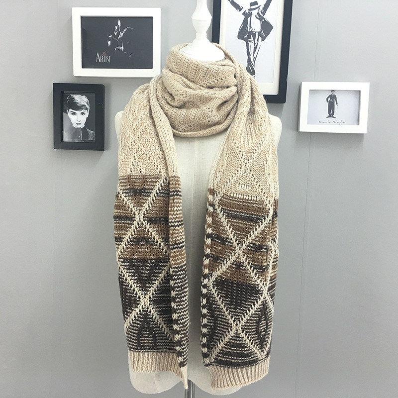 Autumn and Winter New Fashionable Warm Splicing Scarf Extended Scarf Men's Scarf Wholesale