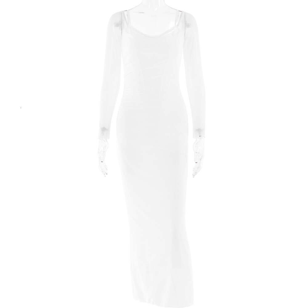 Spring and Summer New Sleeved Suspender Dress, Popular for Women's Fashion, Sexy Backless Tight Slit Long Skirt F42854