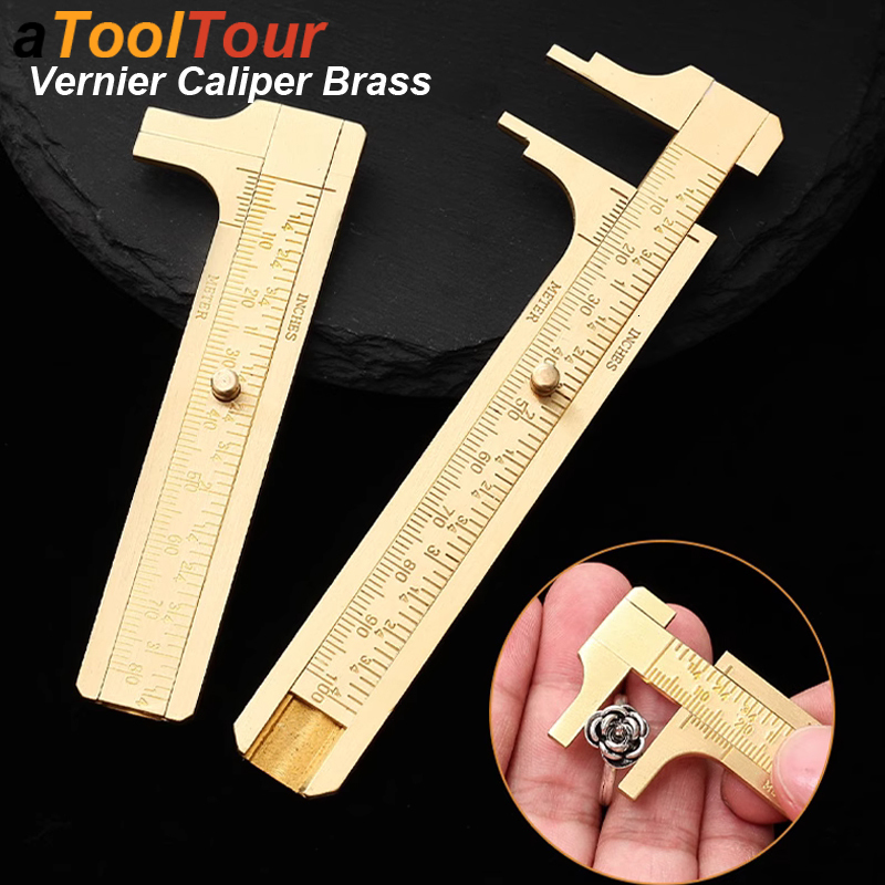 Update Mini Vernier Caliper Brass Metric Imperial MM INCH Small Portale Ruler Measure Tool Slide Length Gauge Copper Caliber Craft DIY