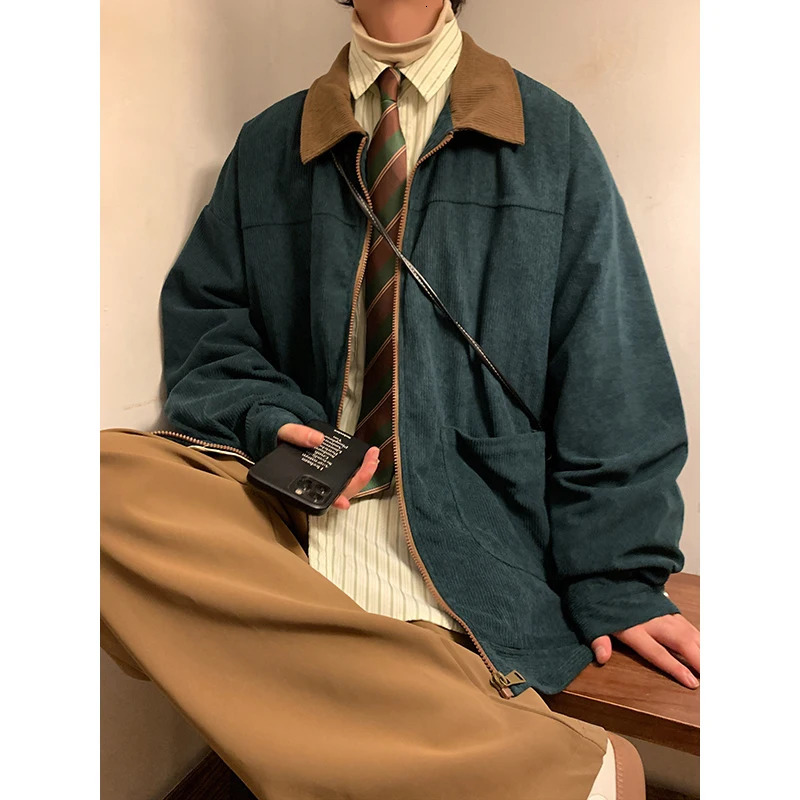 American Style Vintage 2024 Men Bomber Jacket Windbreakers Zipper Coats Autumn Loose Cargo Outwear 241127