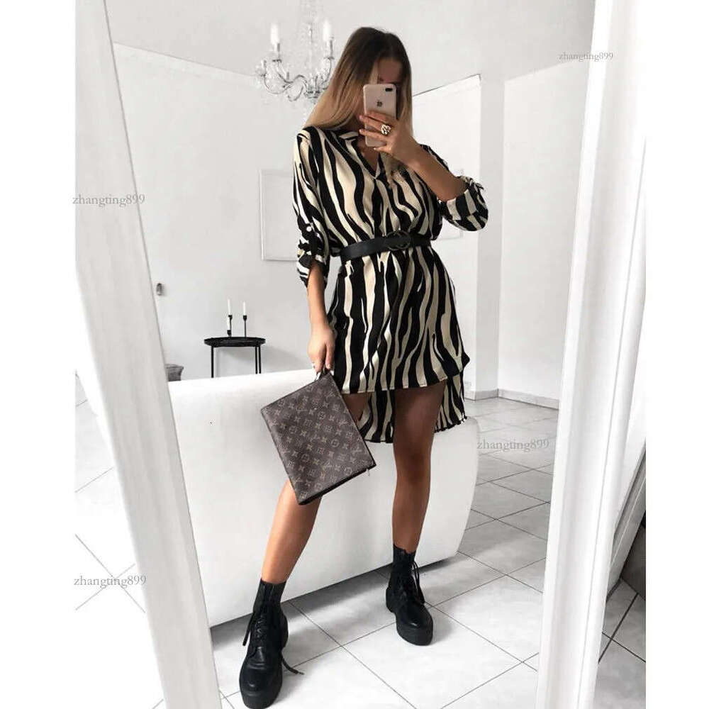 Women Sexy Leopard Snake Print Striped Long Sleeve V-Neck Dress Ladies Casual Empire Mini Dresses Above Knee Length