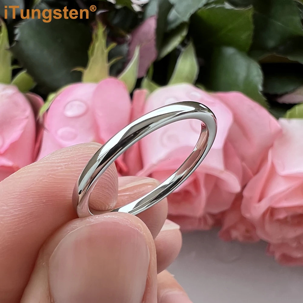 iTungsten 2/3/4/5/6/7/8/10mm White Tungsten Couple Ring for Men Women Nice Engagement Wedding Band Shiny Polished Confirm Fit 241128