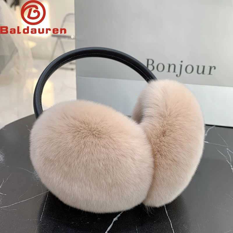 Natural Rex Rabbit Fur Eartips Fashionable Womens Warmth Russian Winter Real Fur Eartips Childrens Eartips Fur Eartips X241128
