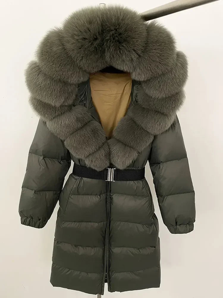 OFTBUY Long Winter Jacket Women Real Natural Fox Fur Collar Hooded Thick Warm 90 White Duck Down Coat Female Streetwear Casual 241128
